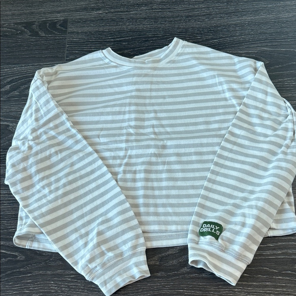 Daily Drills Long Sleeve Striped Shirt - Gray and White